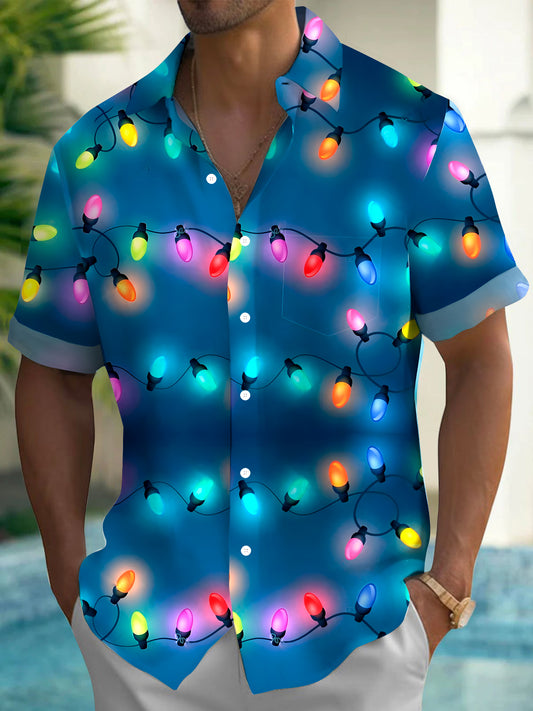 Christmas Light Men's Pocket Short Sleeve Shirts