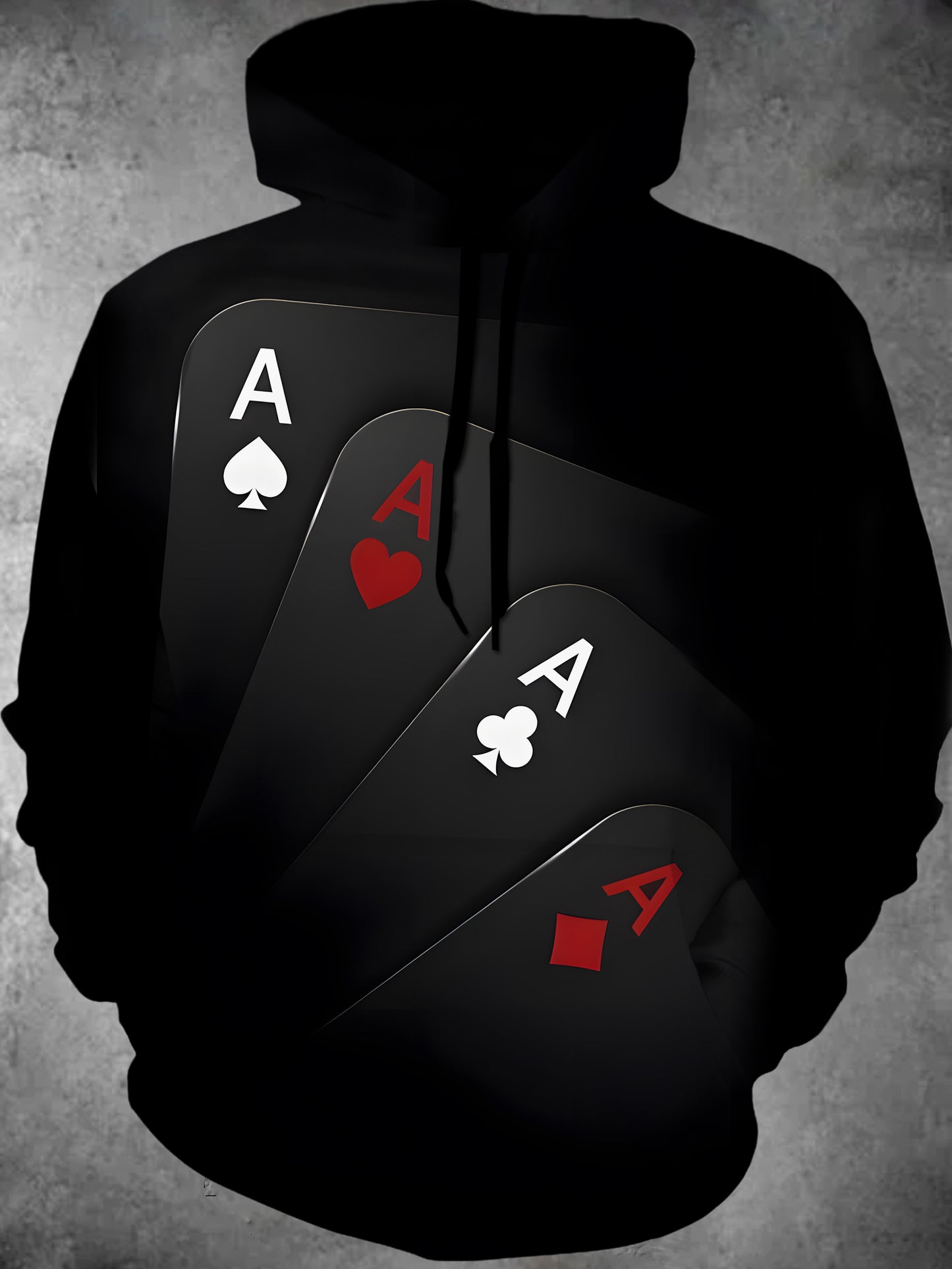 Poker Long Sleeve Hooded Pocket Men's Top