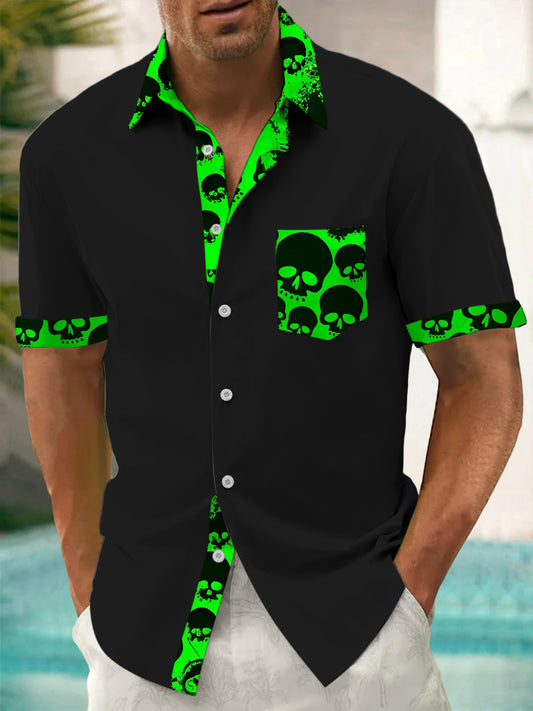 Skull Men's Pocket Short Sleeve Shirts