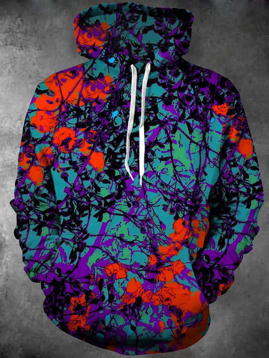 Tie Dye Long Sleeve Hooded Pocket Men's Top