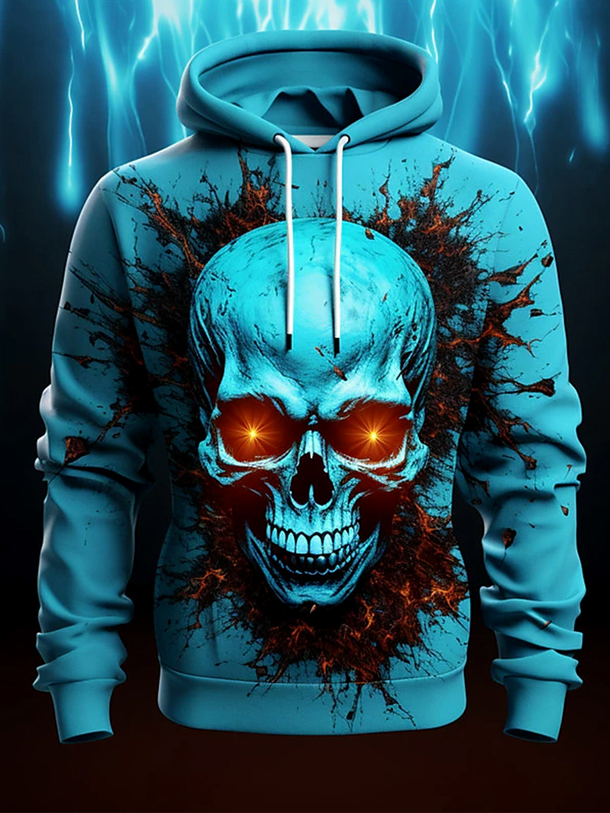 Skull Long Sleeve Hooded Pocket Men's Top