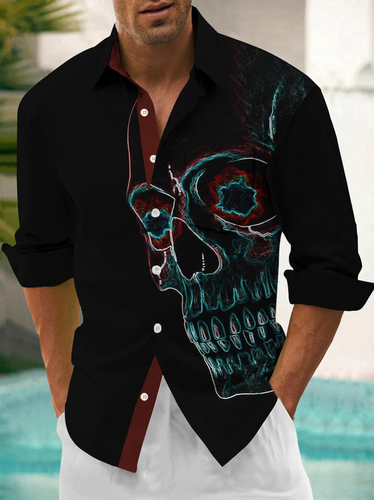 Skull Men's Pocket Long Sleeve Shirts