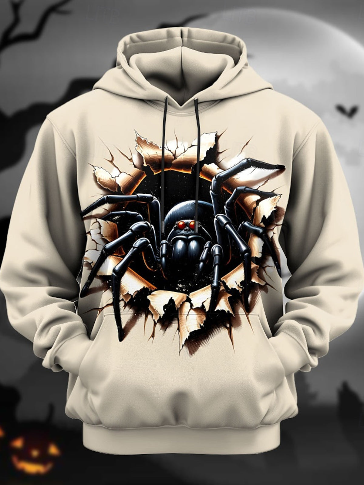 Spider Long Sleeve Hooded Pocket Men's Top