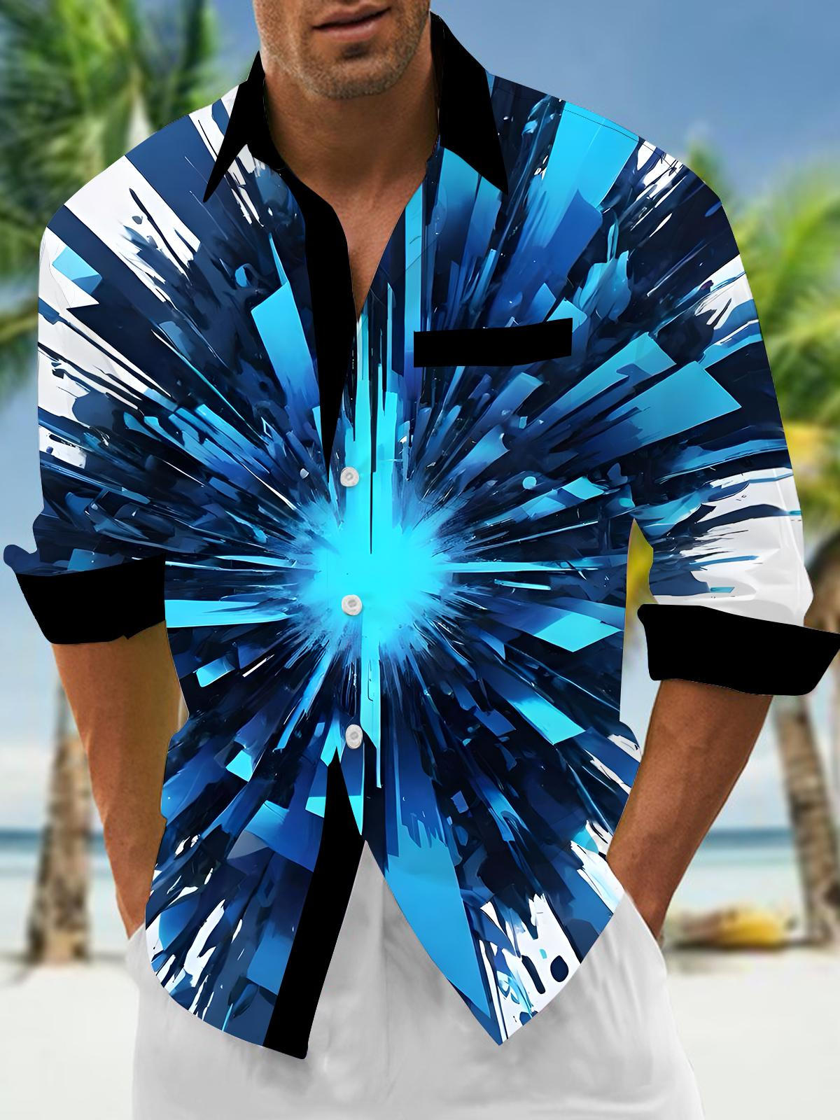 Tie Dye Men's Pocket Long Sleeve Shirts