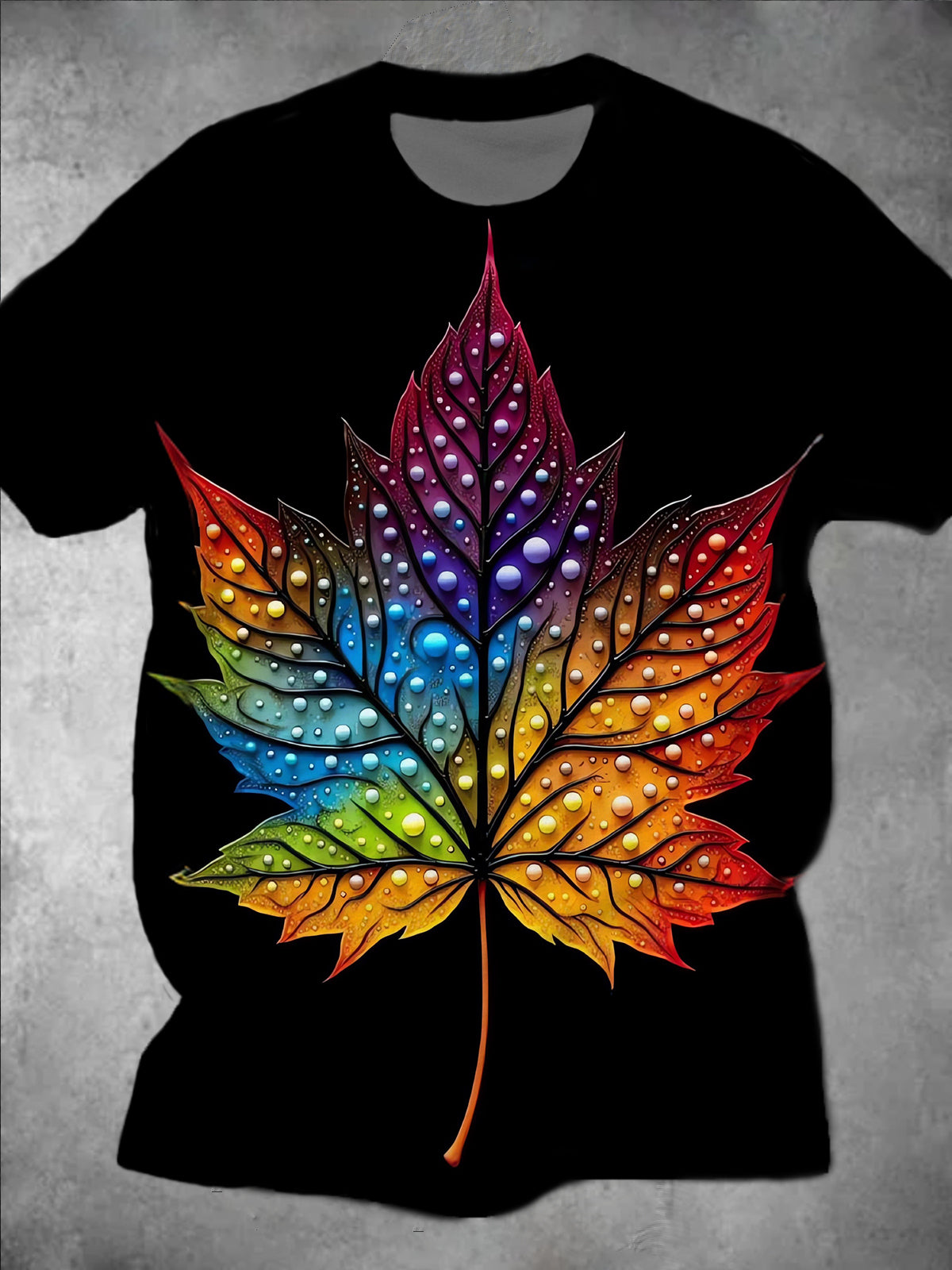 Leaf Round Neck Short Sleeve Men's T-shirt