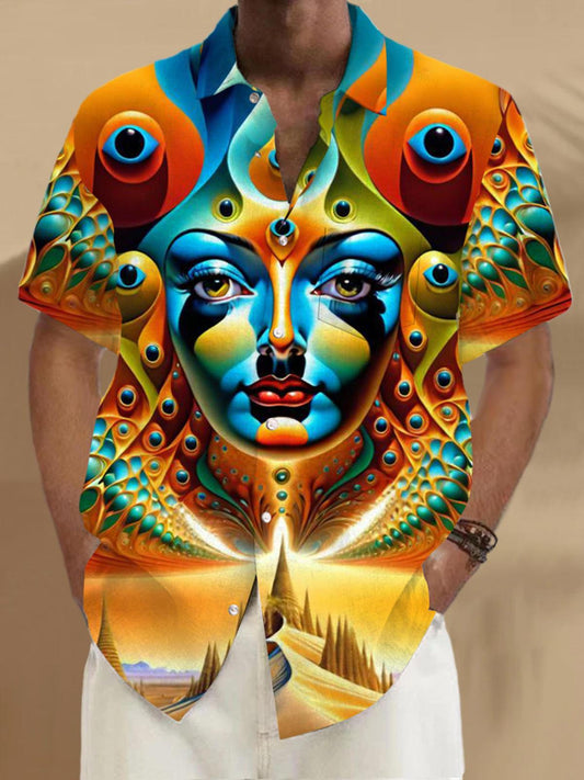 Face Art Men's Pocket Short Sleeve Shirts