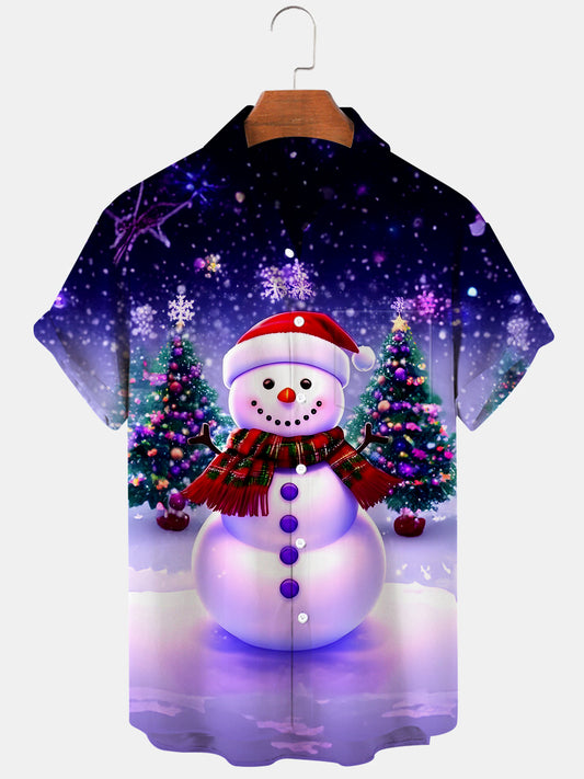 Snowman Men's Pocket Short Sleeve Shirts