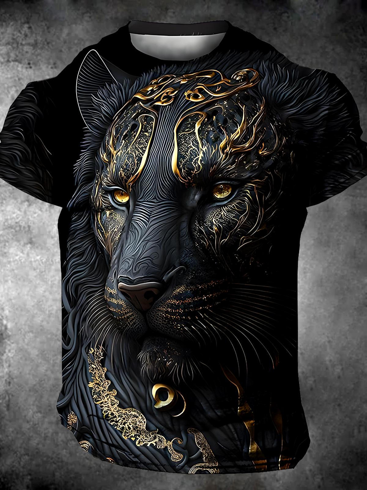 Tiger Round Neck Short Sleeve Men's T-shirt