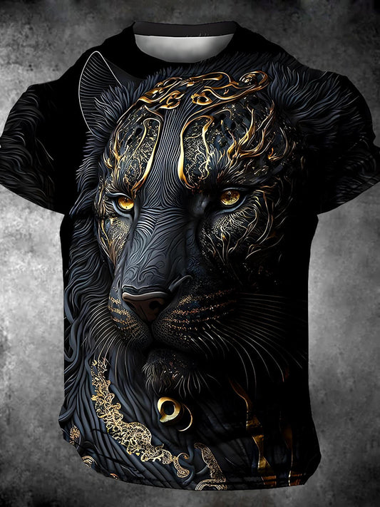 Tiger Round Neck Short Sleeve Men's T-shirt