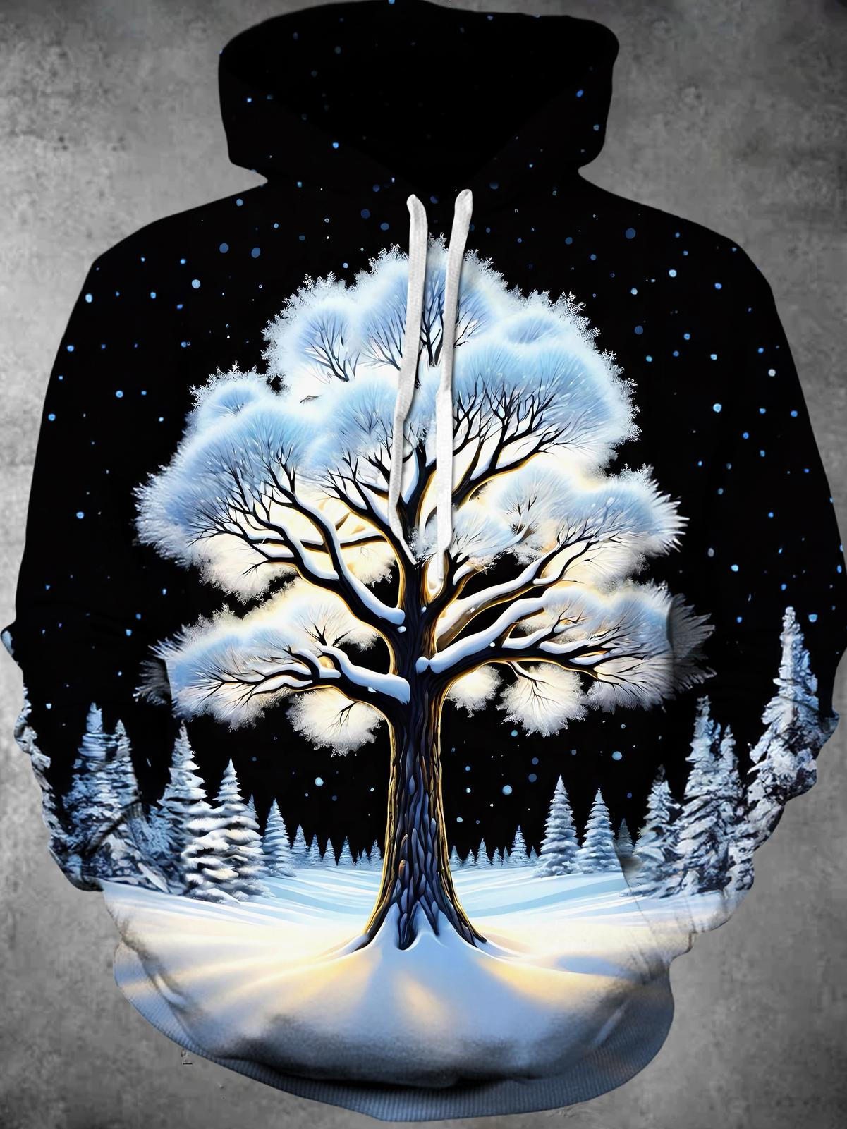 Snow Tree Long Sleeve Hooded Pocket Men's Top