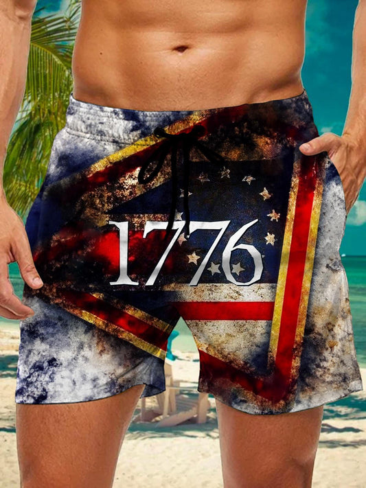 1776 American Flag Men's Shorts With Pocket