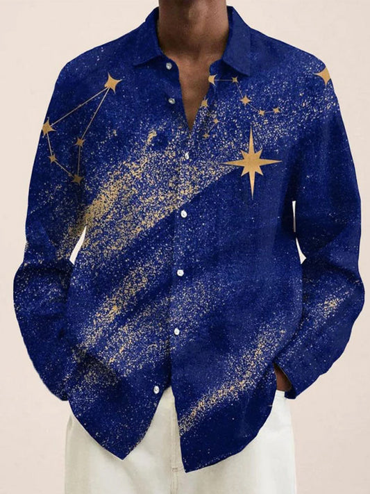 Star Long Sleeve Shirt Collar Men's Shirts