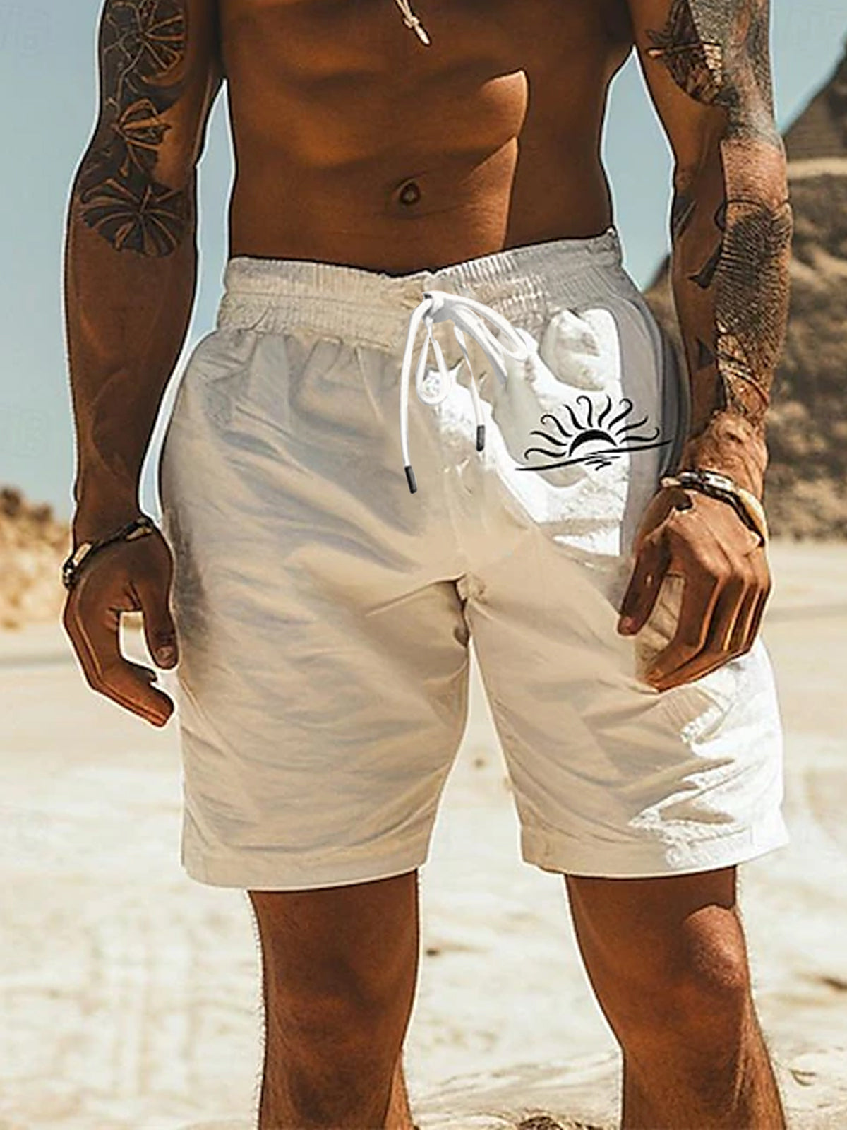 Art Hawaiian Casual Retro Short Men's Shorts With Pocket