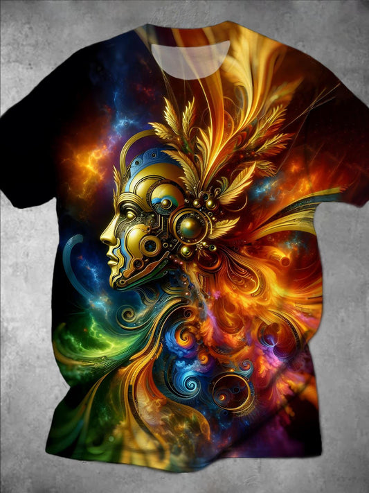 Face Art Round Neck Short Sleeve Men's T-shirt