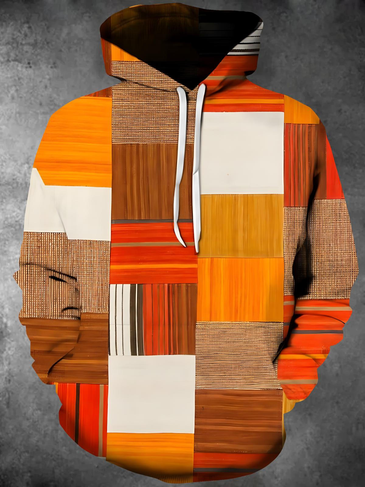 Geometry Long Sleeve Hooded Pocket Men's Top