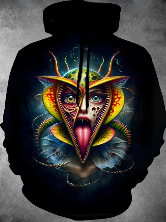 Dark Art Print Long Sleeve Hooded Pocket Men's Top