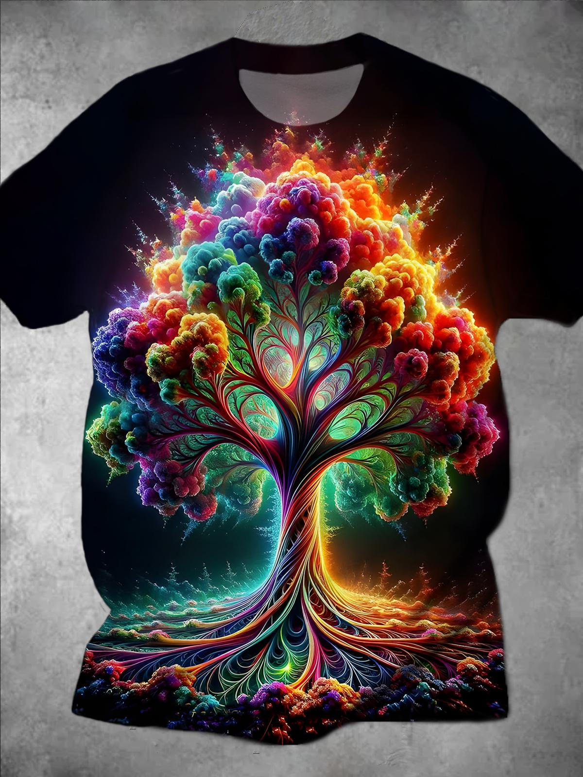 Tree Round Neck Short Sleeve Men's T-shirt