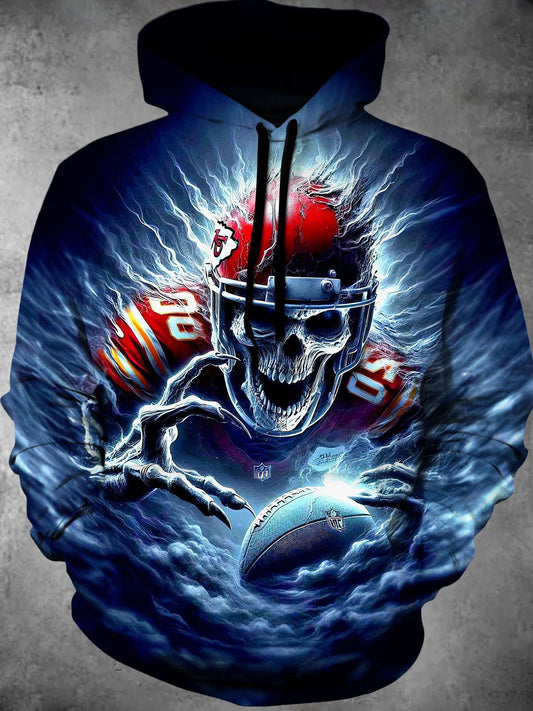 Skull Long Sleeve Hooded Pocket Men's Top