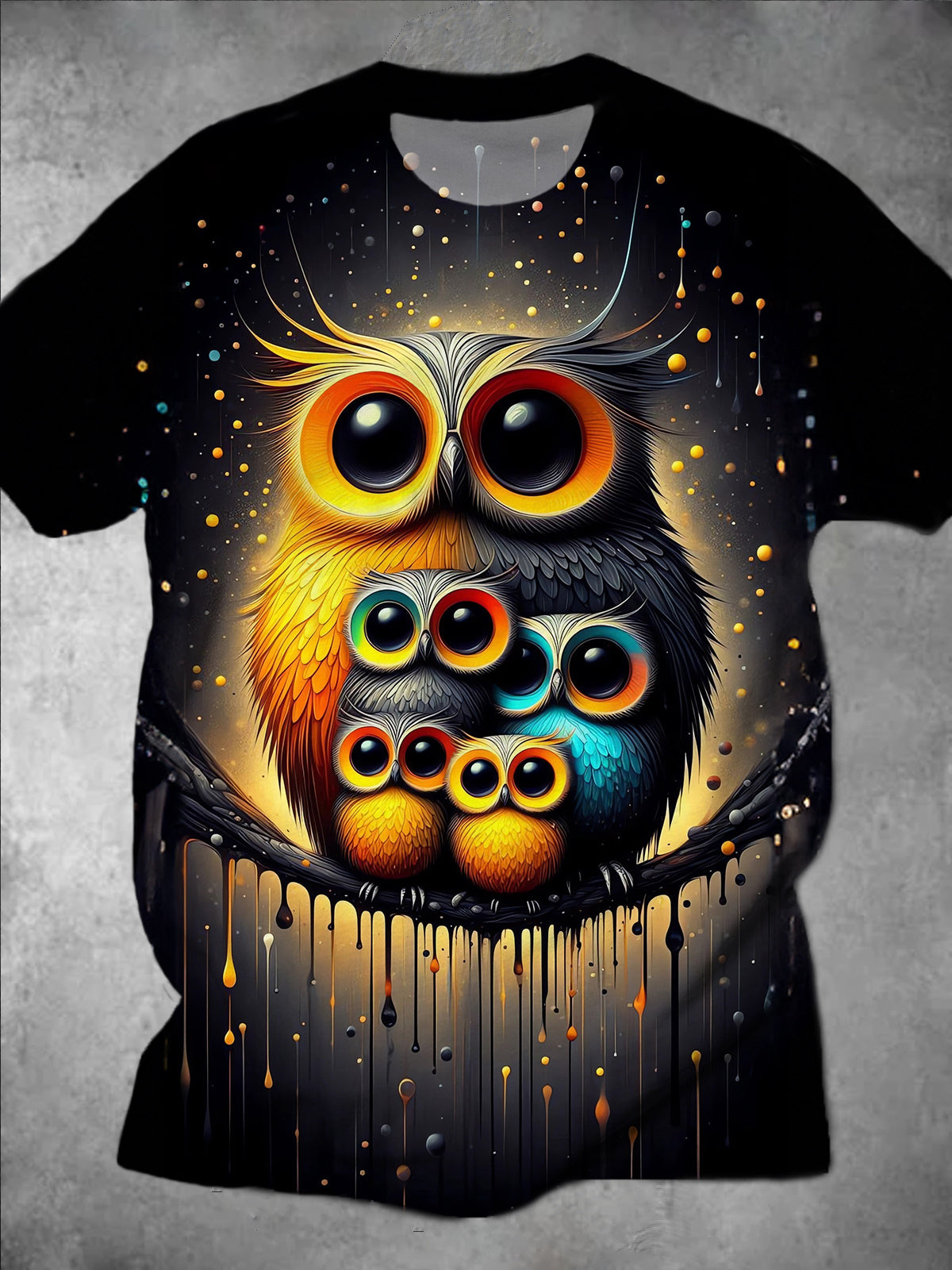 Owl Round Neck Short Sleeve Men's T-shirt