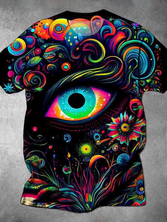 Eyes Round Neck Short Sleeve Men's T-shirt