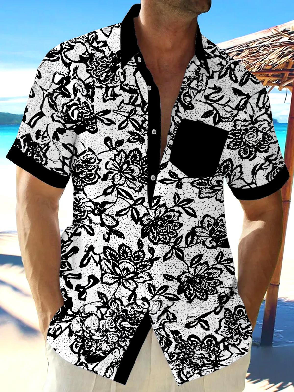 Floral Men's Pocket Short Sleeve Shirts