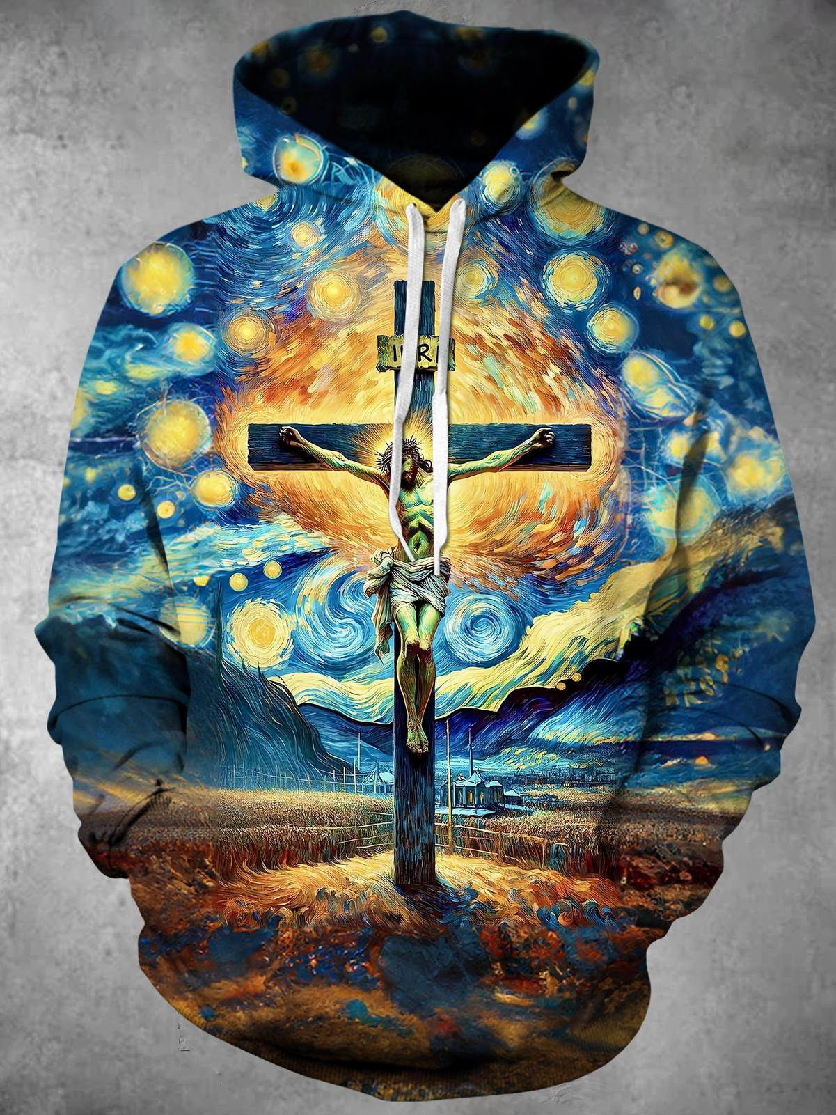 Jesus Long Sleeve Hooded Pocket Men's Top