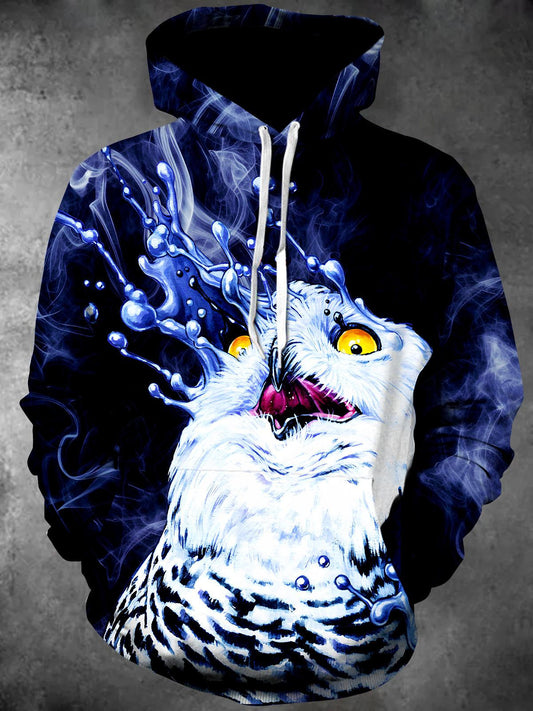 Owl Long Sleeve Hooded Pocket Men's Top