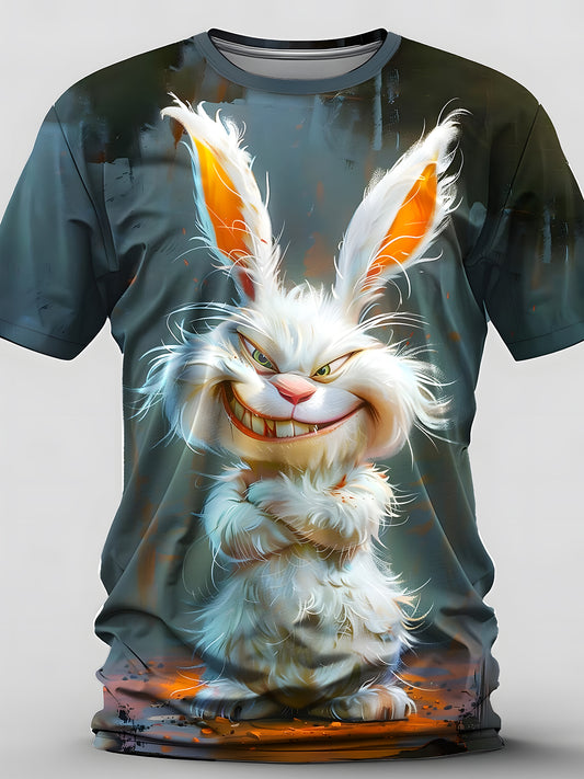 Rabbit Round Neck Short Sleeve Men's T-shirt