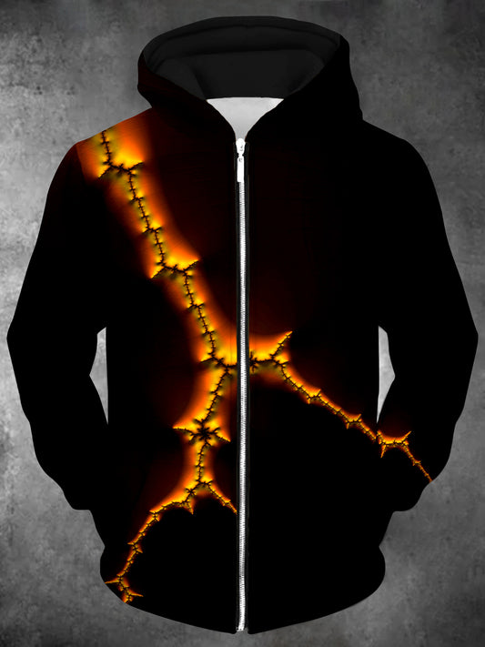 Abstract Long Sleeve Pocket Men's Zip Up Hoodies