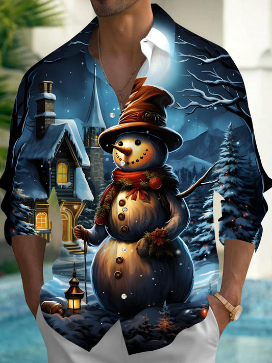 Snowman Men's Pocket Long Sleeve Shirts