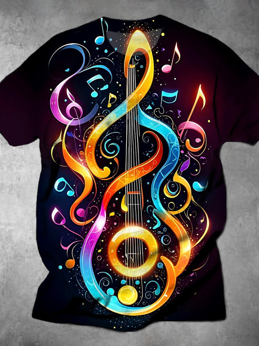 Violin Round Neck Short Sleeve Men's T-shirt