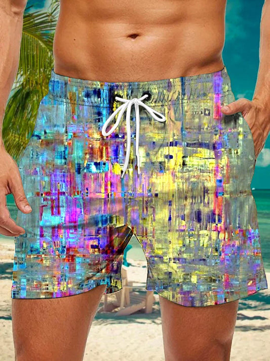 Abstract Gradient Print Men's Shorts With Pocket