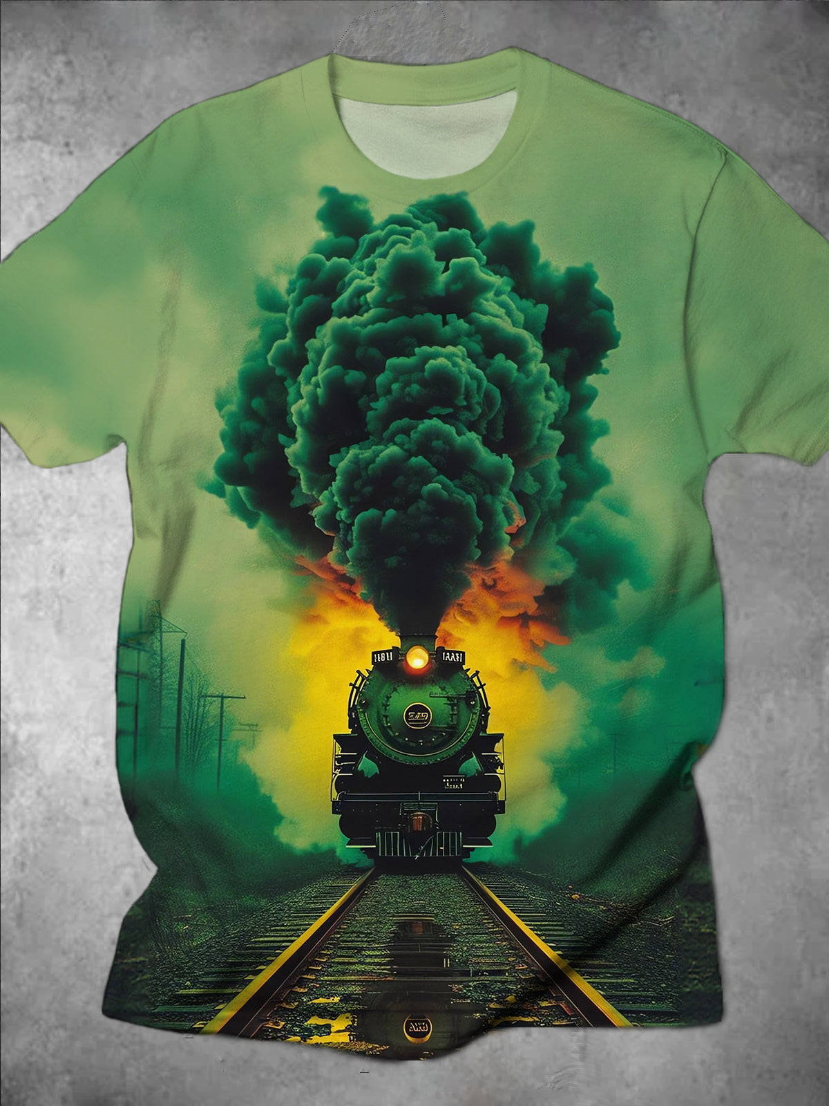 Train Round Neck Short Sleeve Men's T-shirt