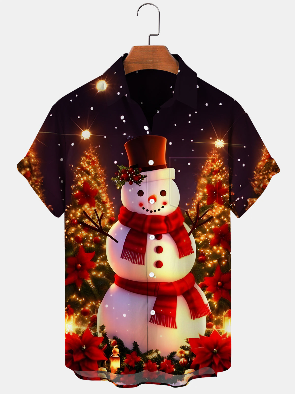 Snowman Men's Pocket Short Sleeve Shirts