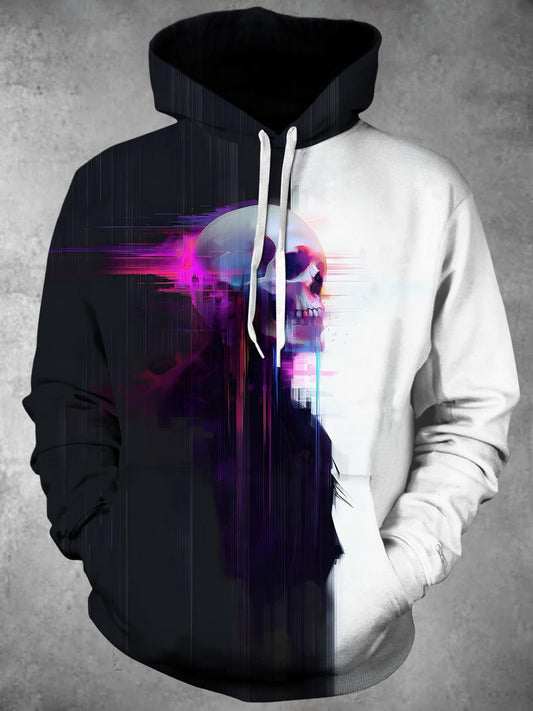 Skull Long Sleeve Hooded Pocket Men's Top