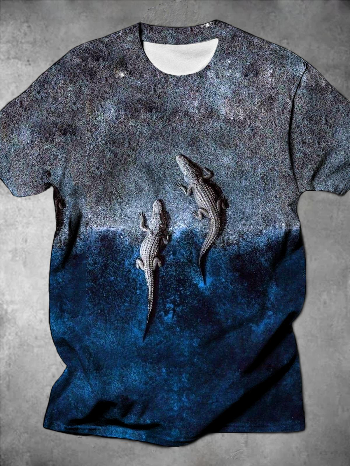 Crocodile Round Neck Short Sleeve Men's T-shirt