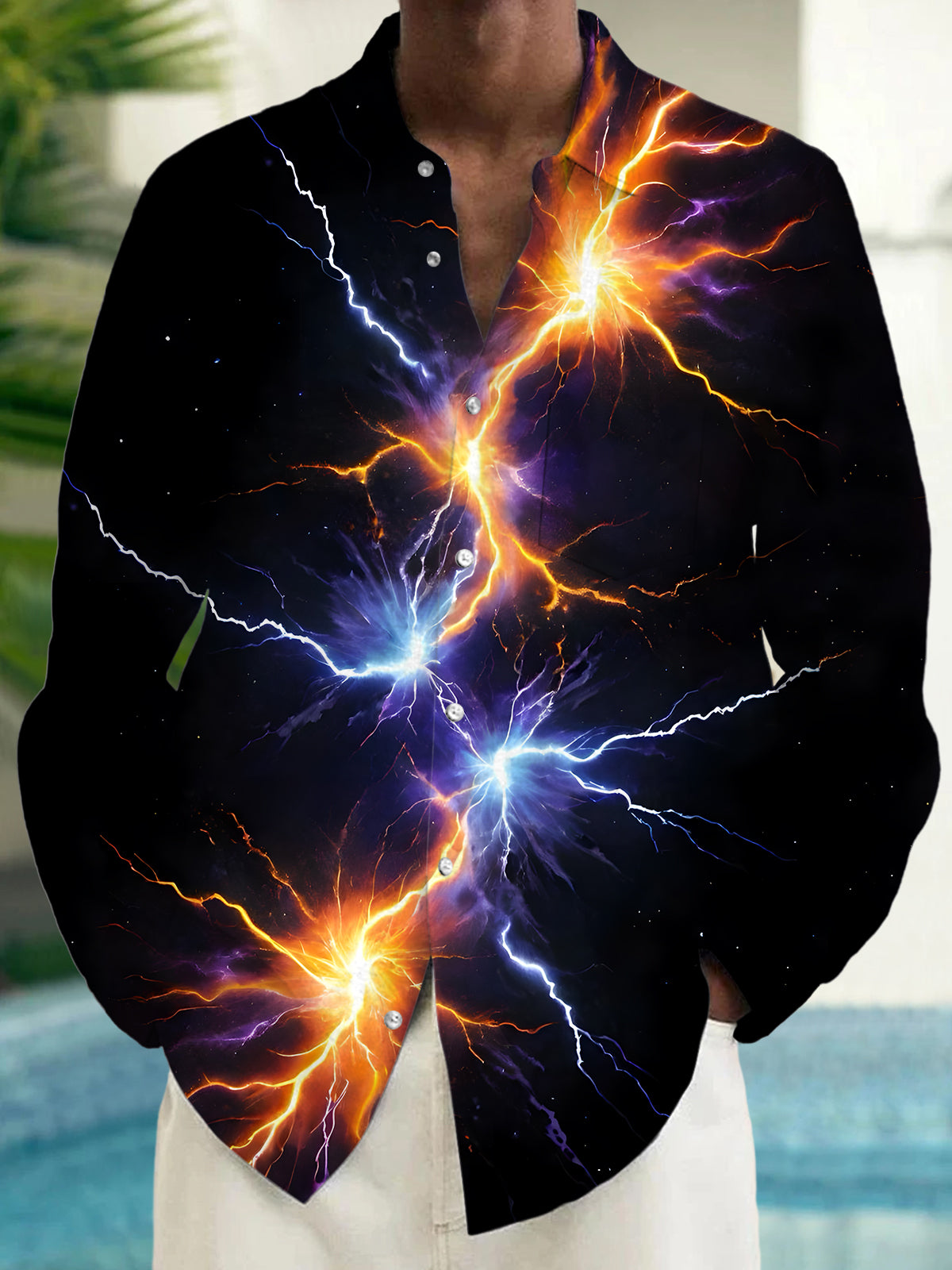 Lightning Men's Pocket Long Sleeve Shirts