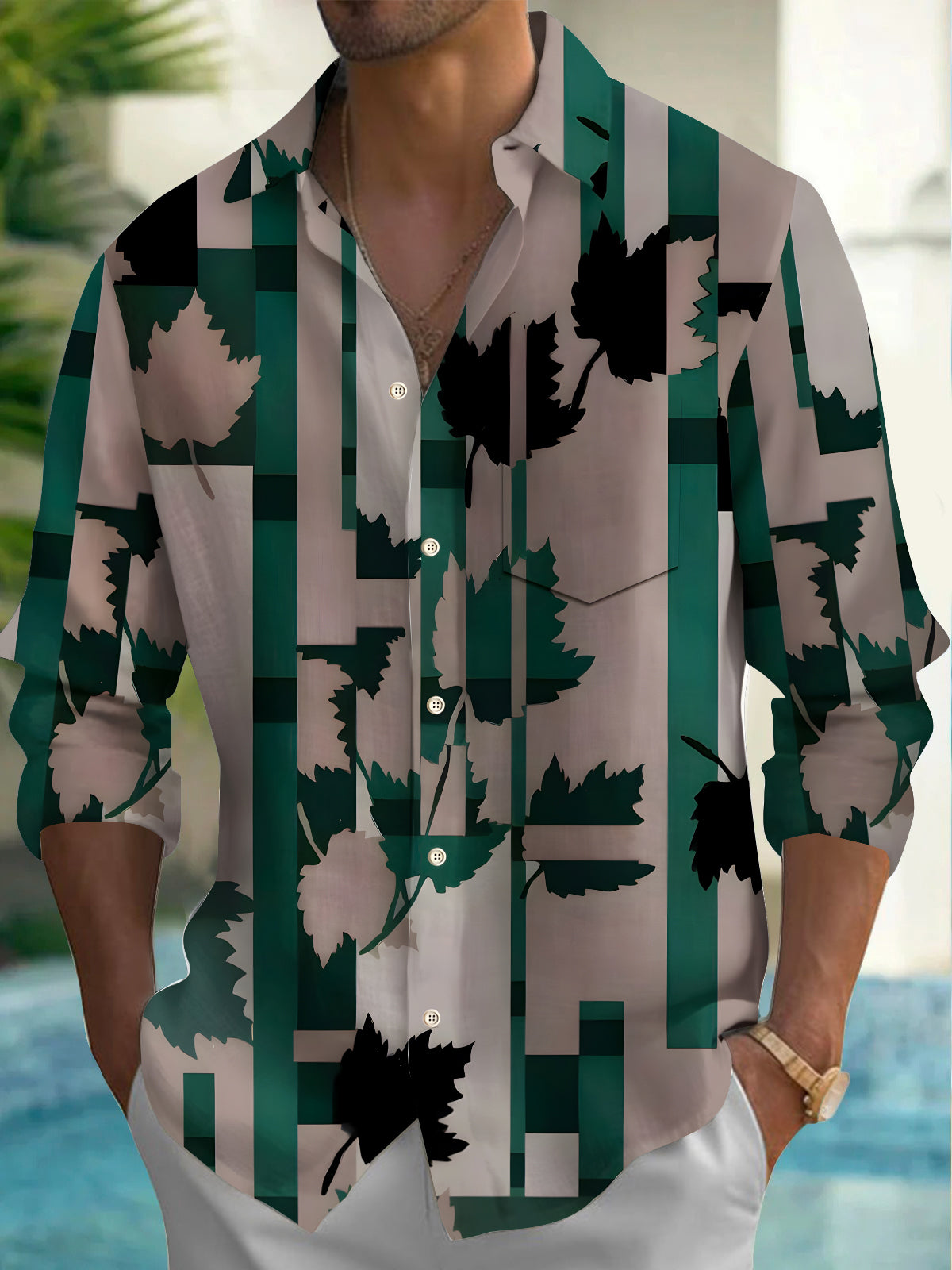 Maple Leaf Men's Pocket Long Sleeve Shirts