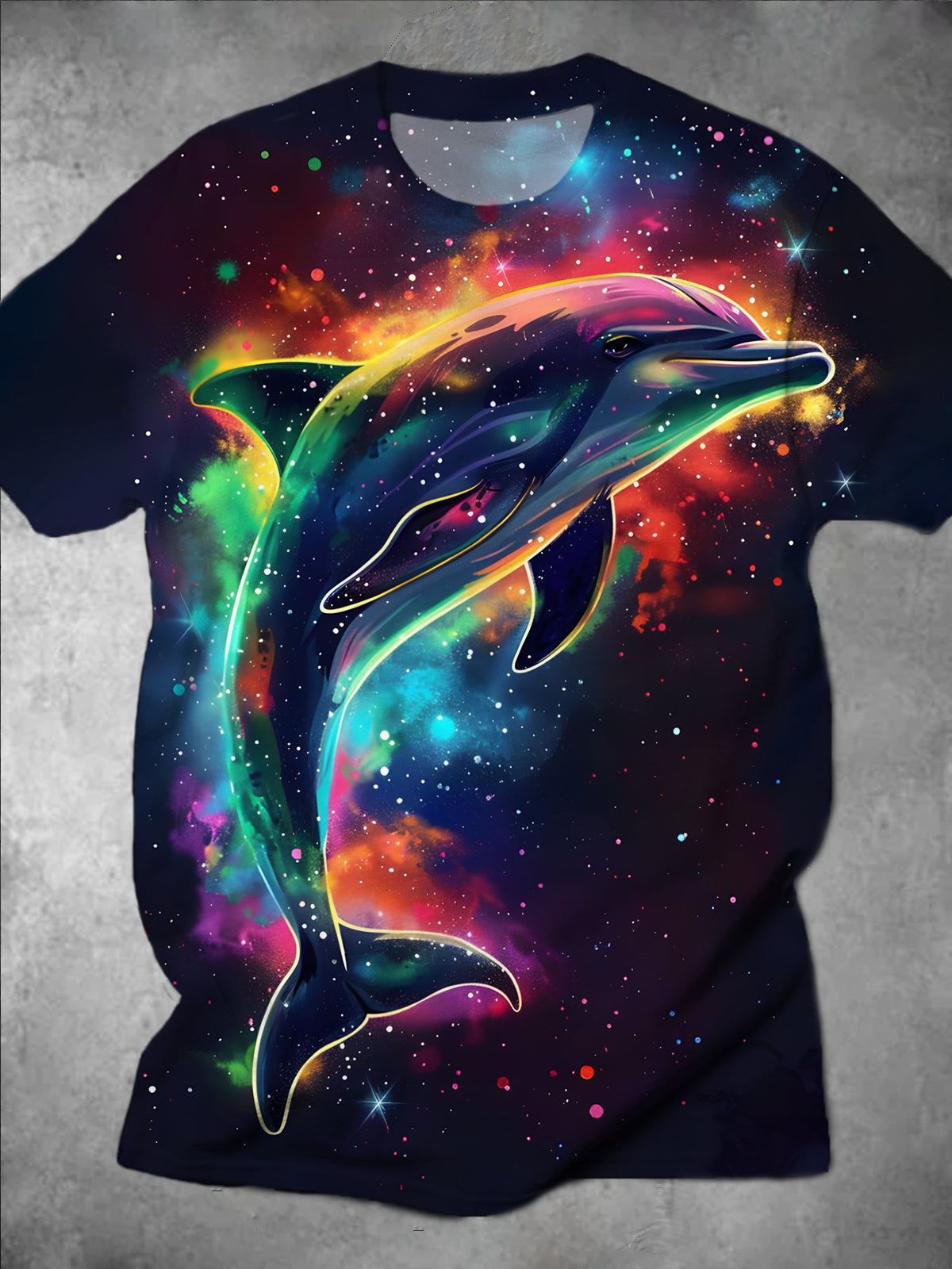 Dolphin Round Neck Short Sleeve Men's T-shirt