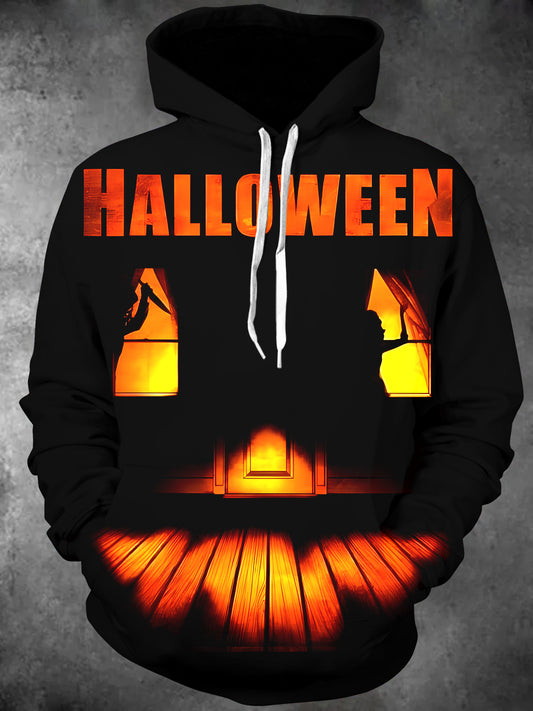 Halloween Long Sleeve Hooded Pocket Men's Top