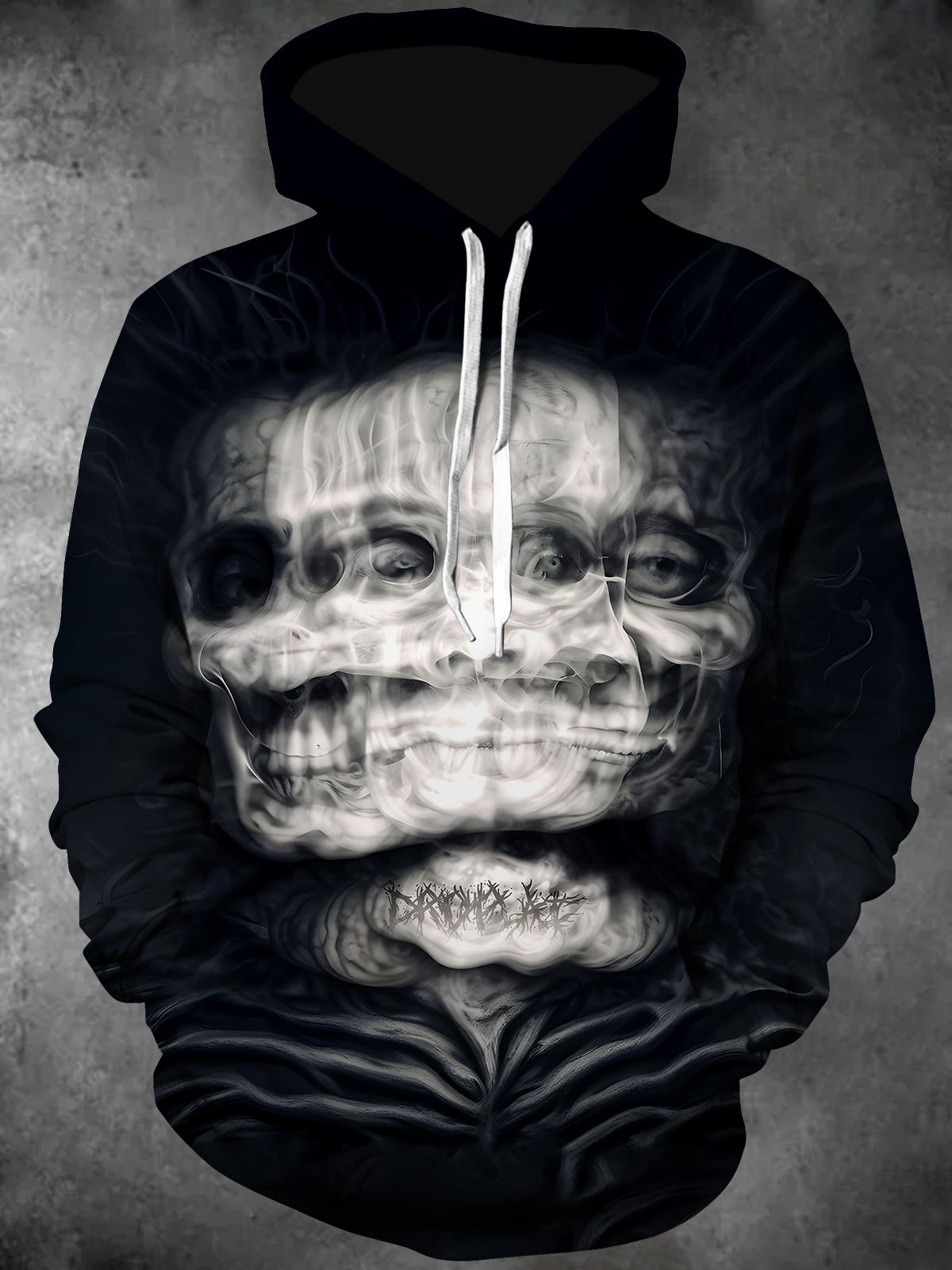 Dark Skull Long Sleeve Hooded Pocket Men's Top