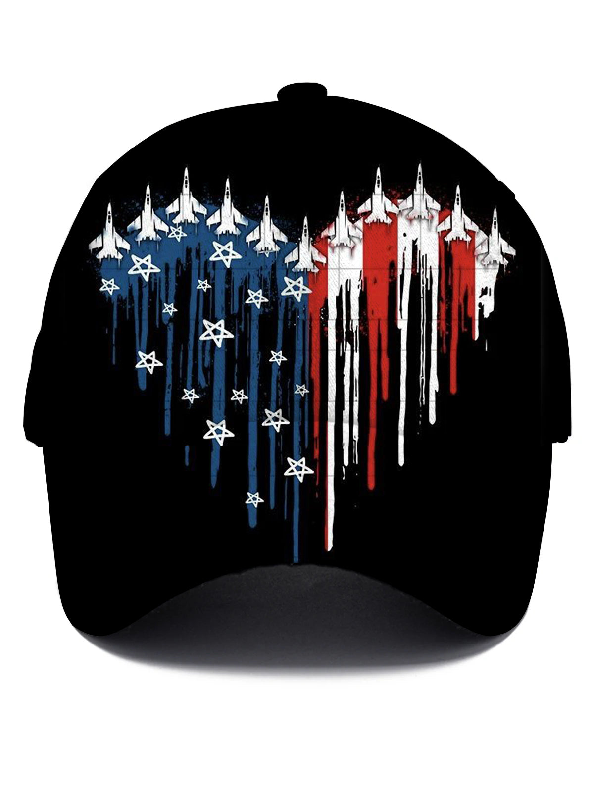 American Flag Airplane Print Men's Print Baseball Cap