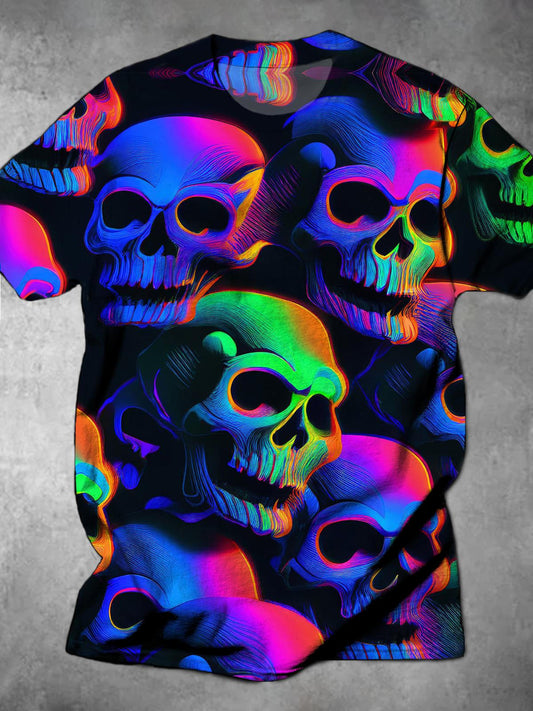 Skull Round Neck Short Sleeve Men's T-shirt