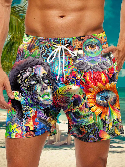 Abstract Art Print Men's Shorts With Pocket