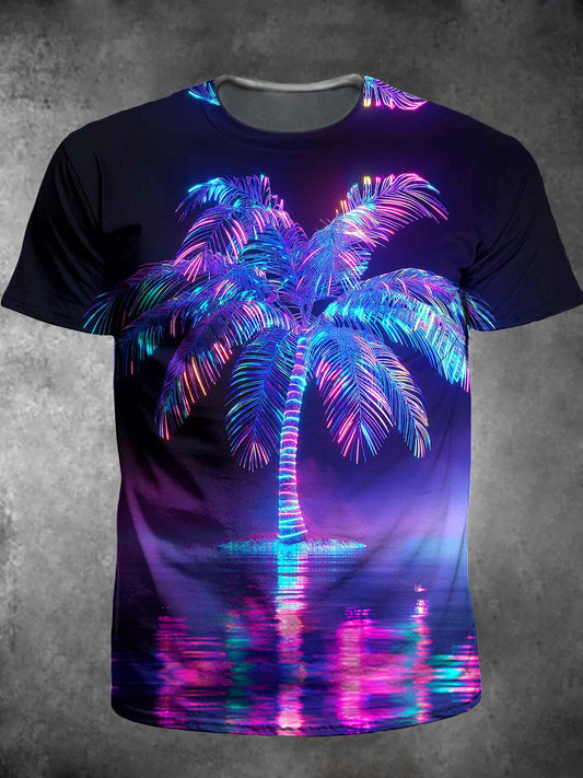 Coconut Tree Round Neck Short Sleeve Men's T-shirt