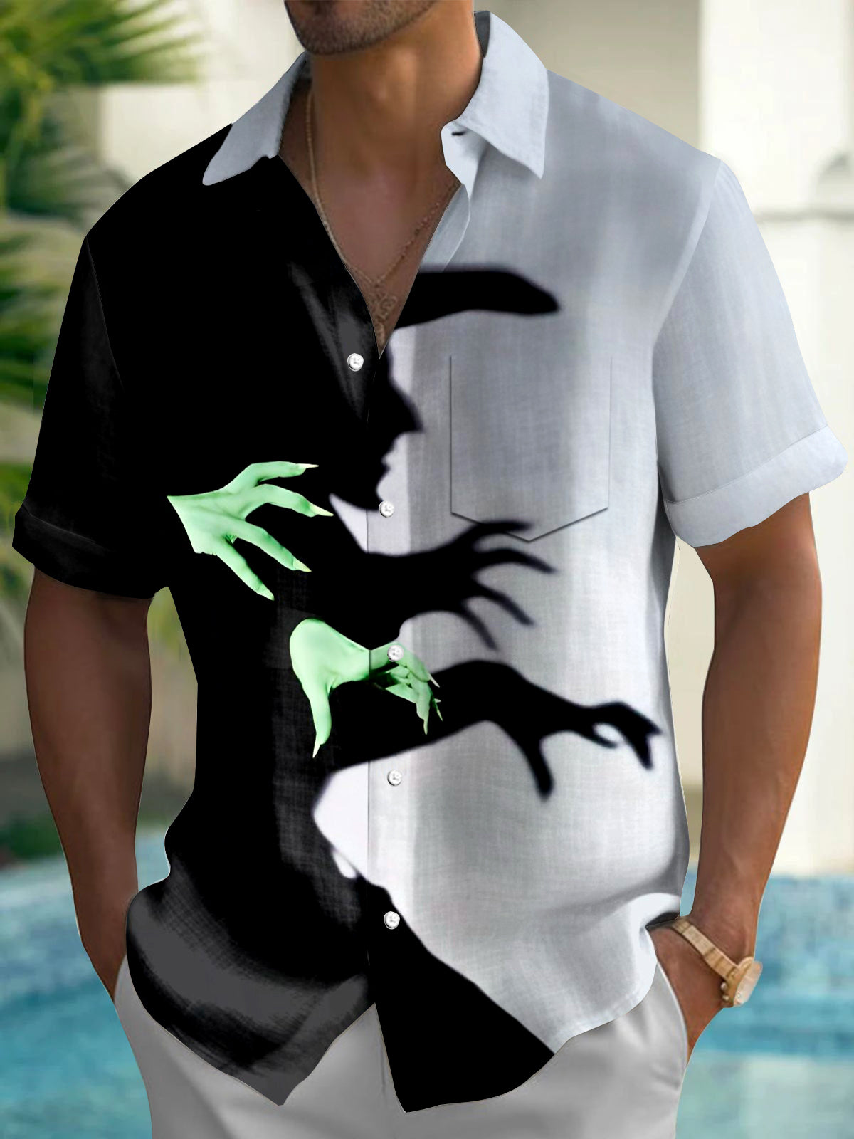 Halloween Men's Pocket Short Sleeve Shirts