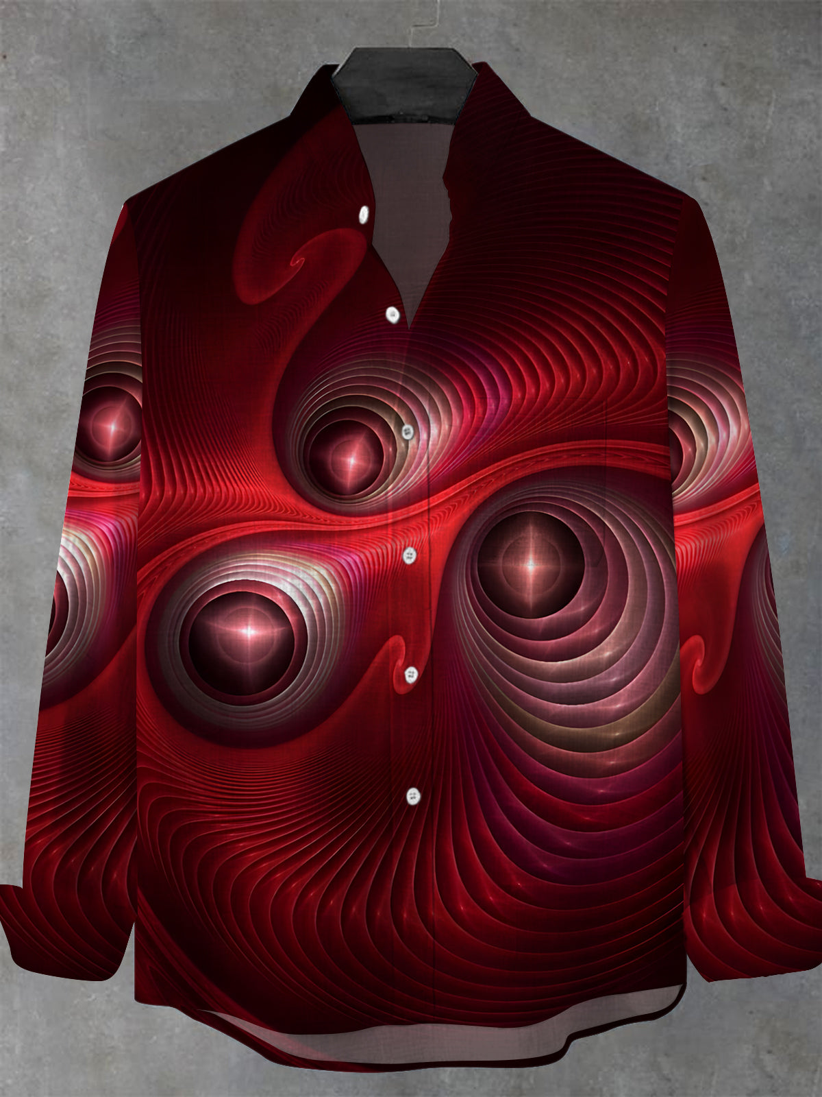 Abstract Men's Pocket Long Sleeve Stand Collar Shirts