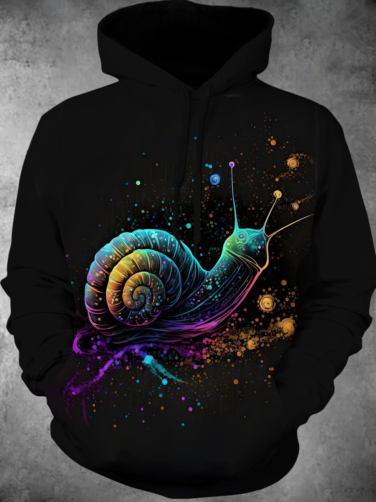 Snail Long Sleeve Hooded Pocket Men's Top