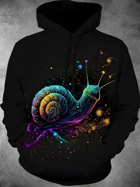 Snail Long Sleeve Hooded Pocket Men's Top