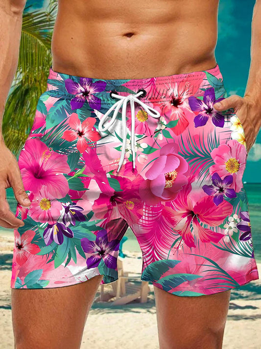 Botanical Floral Print Men's Print Pocket Shorts